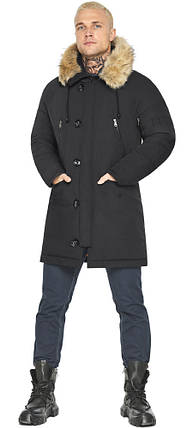 Куртка чорна чоловіча зимова з опушкою модель 42066 (ОСТАЛАСЯ ТІЛЬКИ 56(3XL)), фото 2