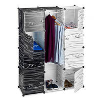 Сборный модульный шкаф на соединительных элементах, 9 отделений, пластик/металл, черно-белый