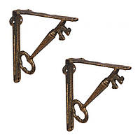 Комплект из 2 винтажных угловых кронштейнов Ключей для полки, 14,5х14,5х4 см
