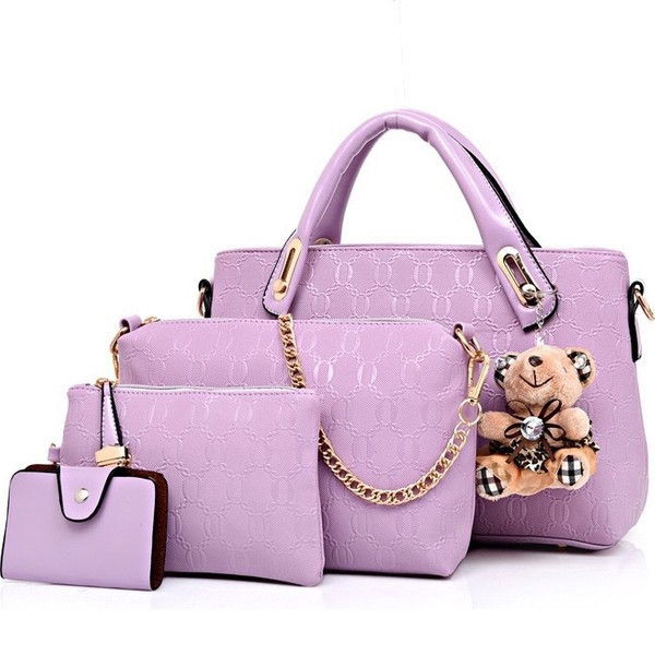 Набор женских сумок 4 предмета розового цвета Брелок в подарок! DA-9 - фото 1 - id-p961292991