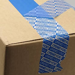 Пломбувальна стрічка OPEN VOID синя, захисна стрічка, пломбувальний скотч, гарантійний скотч, індикаторний скотч, рулон 50м*50мм