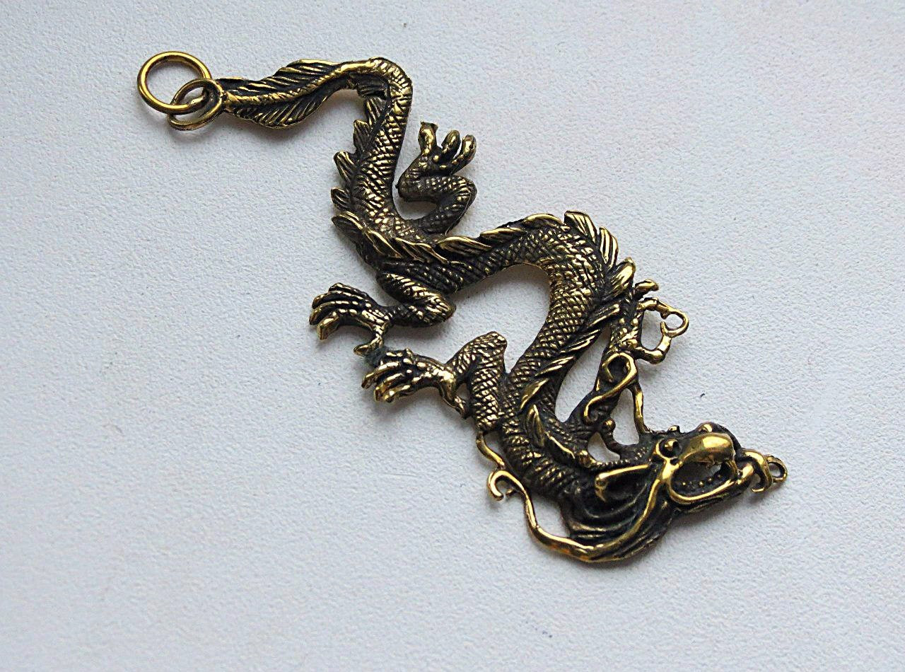 Китайський Дракон Кулон, амулет бронза+сріблення