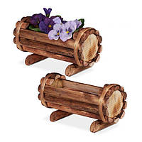 Набор декоративных цветочных деревянных горшков в форме бочки, 11 x 20 x 9 см, 2 шт.