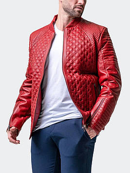 Шкіряна чоловіча куртка ,червоного кольору