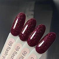 Гель-лак GeliX Flash Yuki 09, світловідбиваючий з пластівцями ЮКИ, червоний