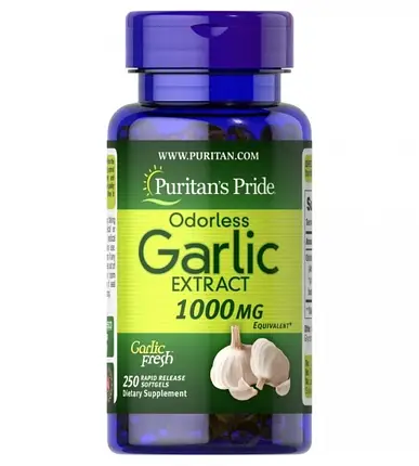 Екстракт часнику Puritan's Pride Odorless Garlic Extract 1000 мг 250 капс., фото 2