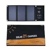 Портативная солнечная панель Solar Charger 21W 5V 2xUSB-A