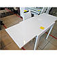 Білий розкладний скляний стіл Слайдер 100-200х82 см на дерев'яних ніжках для невеликої кухні, фото 4