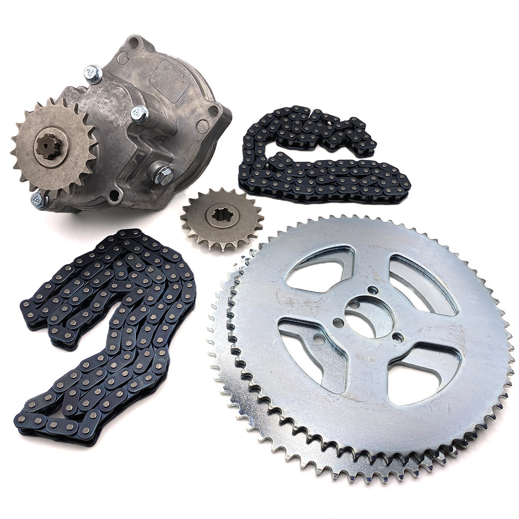 Комплект для переробки з редуктором 5:1 T8F (передня зірка 20Т + задня зірка 64Т 2 шт + ланцюг 2 шт.), фото 1