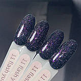 Гель-лак GeliX Flash Yuki 11, світловідбиваючий з пластівцями ЮКИ чорний, фото 2