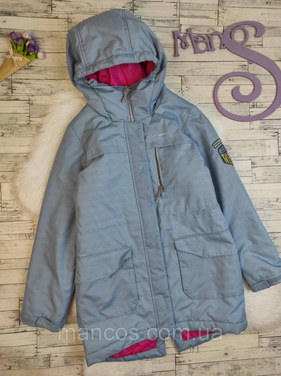 Дитяча зимова куртка Outventure для дівчинки подовжена блакитного кольору з капюшоном Розмір 146
