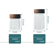 Банка для спецій скло, кришка гвинтова дерево акація, 130, 200 мл (збереження чаю, зберігання спецій), фото 10