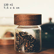 Банка для спецій скло, кришка гвинтова дерево акація, 130, 200 мл (збереження чаю, зберігання спецій), фото 3