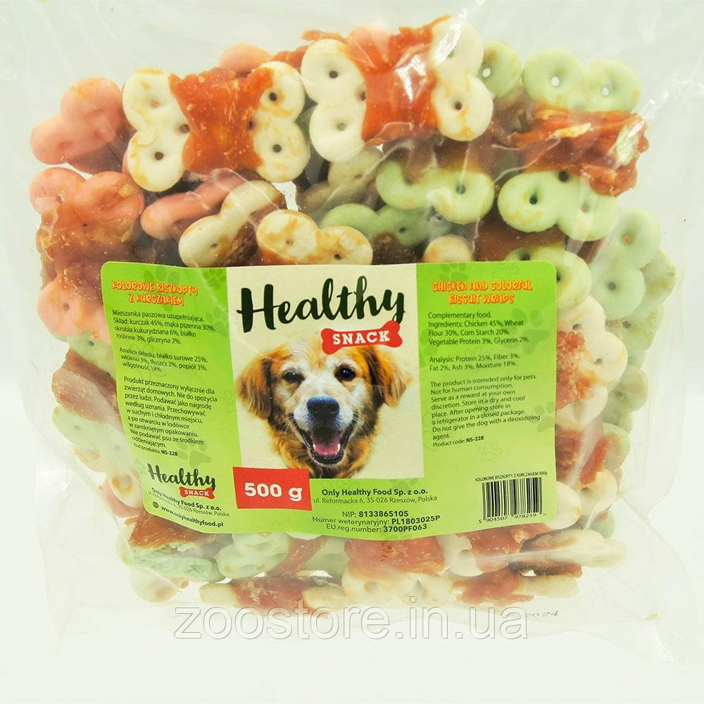 Ласощі для собак Печиво кольорове з м'ясом курки 500г HEALTHY SNACK