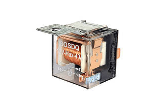 Реле 4-х контак 40А 12В Bosdq з діодом (прозора, мідна обмотка з індикатором)