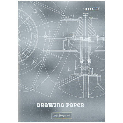Папір для креслення А4, 10 аркушів, 200г/м2 Kite K23-269
