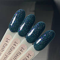 Гель-лак GeliX Flash Yuki 14, світловідбиваючий з пластівцями ЮКИ