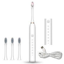 Зубна щітка SONIC на акумуляторі зі змінними насадками від USB-колір Білий