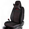 Чохли на сидіння КІА Маджентіс (Kia Magentis) ромби з червоною строчкою та лого, фото 2