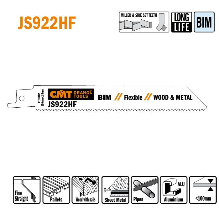 Пильні полотна для шабельних пил JS922HF  (уп.-5 шт.), CMT