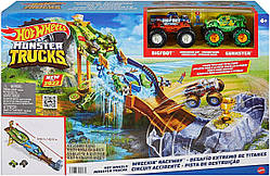 Трек Хот Вілс Божевільна гонка Ігровий Набір Hot Wheels Monster Trucks Wreckin' Raceway HGV12 Mattel Оригінал