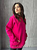 42-48. Утеплена худі з якісного трикотажу, жіноча кофта з капюшоном - рожева (малинова), фото 6