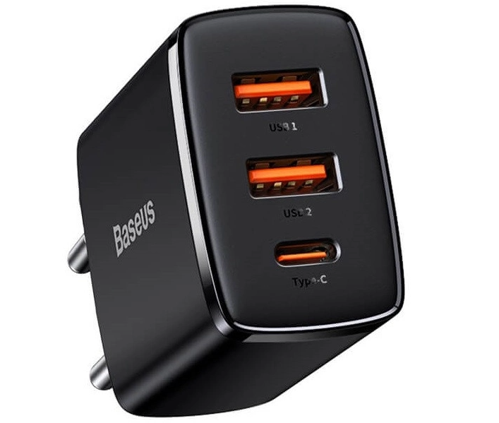Швидкий зарядний пристрій Baseus Compact 2x USB/USB Type C 30W 3A PD Quick Charge Black (CCXJ-E01)