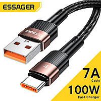 Кабель зарядный Essager USB to USB Type-C 100W 7A Q.C. 3.0-4.0 быстрая зарядка 1 м Голубий (40-04)