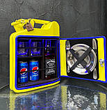 Каністра бар 10 л у жовтому кольорі з посудом - подарунок до дня захисника України, фото 2