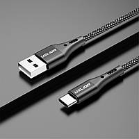 Кабель зарядный USB to USB Type-C 3A быстрая зарядка 1 м Black Galakeys (40-05)