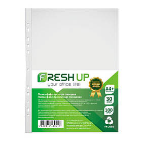 Файли А4+ 30 мкр глянцеві прозорі Fresh FR-20-30