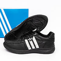Мужские кожаные летние кроссовки Adidas, перфорация 40-45 черные