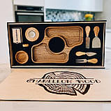 Винний столик набір із натурального дерева з менажницею, без келихів, фото 7