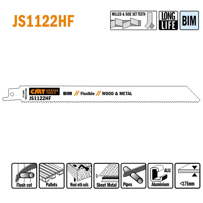 Пильні полотна для шабельних пил JS1122HF  (уп.-5 шт.), CMT
