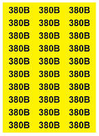 Маркировочный знак 380В, 30 шт/лист, 38х90 мм, желтый, АСКО