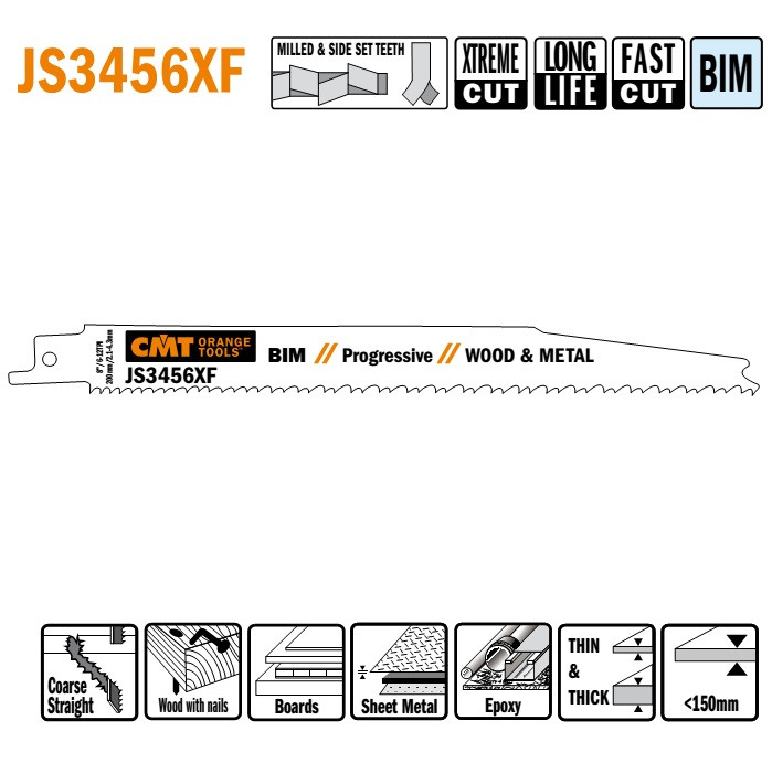 Пильні полотна для шабельних пил JS3456XF (уп.-5 шт.), CMT
