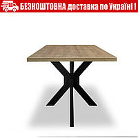 Стол обеденный, кухонный КРОСС с металлическими ножками ТМ Металл Дизайн 1150х750 мм, Индустриальная сталь + ДСП