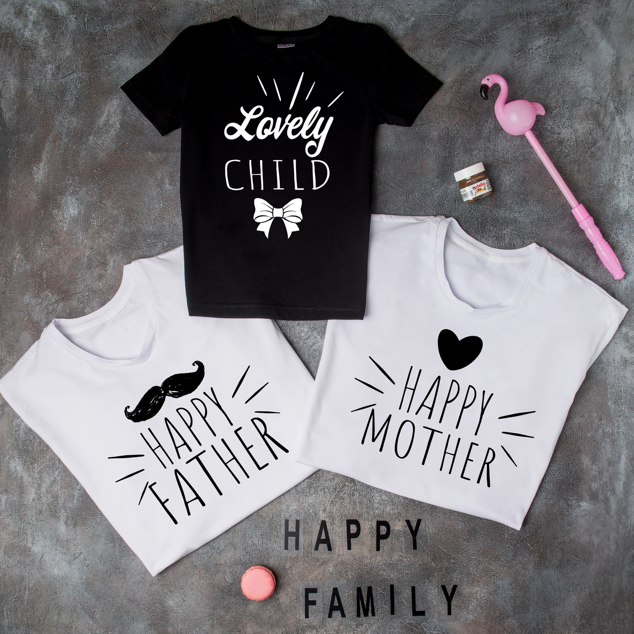 Футболки. Family Look - одяг для всієї родини "HAPPY FATHER/HAPPY MOTHER/LOVELY CHILD"