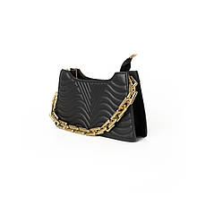 Сумка жіноча з ручкою ланцюжком золотого кольору, жіночий клатч, літня модна сумочка Чорна