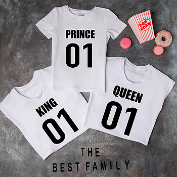 Футболки. Family Look - одяг для всієї родини  "PRINCE 01/ KING 01/ QUEEN 01"