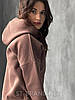 S,M,L. Утеплена жіноча толстовка - худі з якісного трикотажу на флісі, кофта з капюшоном - коричнева, фото 5