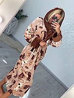 Длинный махровый женский халат с капюшоном на запах размер 42-48