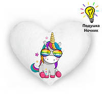 Подушка нічник Mini Unicorn — декоративна подушка світиться в дитяче ліжечко