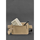 Шкіряна жіноча поясна сумка Dropbag Mini світло-бежева, фото 4