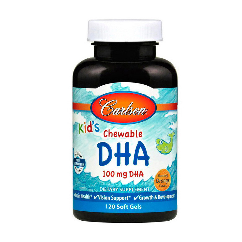 Carlson Labs Kid's Chewable DHA 100 mg 120 soft gels риб'ячий жир/жирні кислоти — активне довголіття