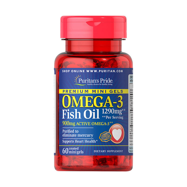 Омега-3 Puritan's Pride Omega-3 Fish Oil 1290 mg 60 міні капсул