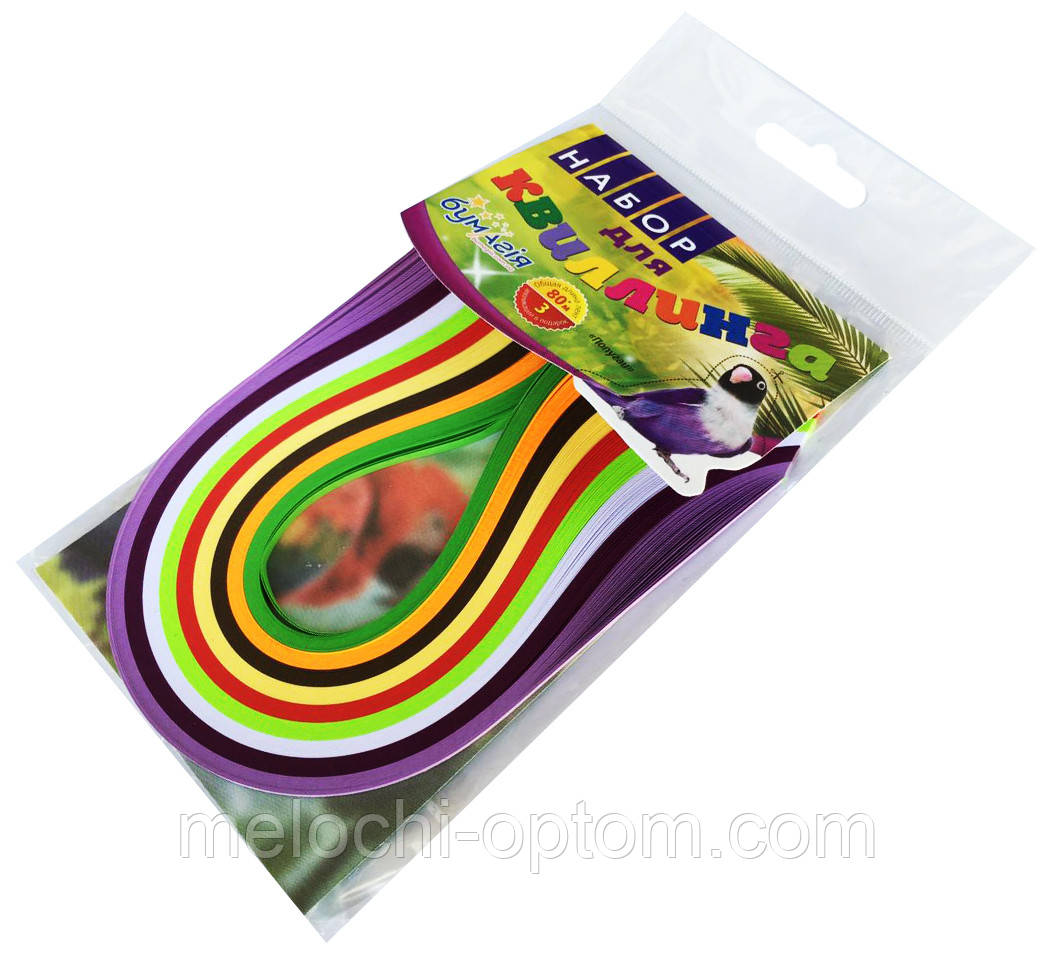 Бумага для квиллинга ПТИЦЫ 9 цветов (5мм х 300мм) для создания панно из бумажных лент, фото 1