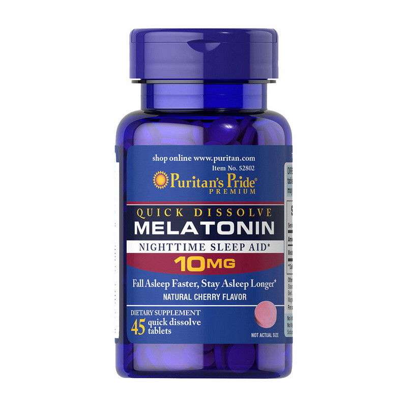 Puritan's Pride Quick Dissolve Melatonin 10 mg 45 tabs поліпшення сну активного довголіття