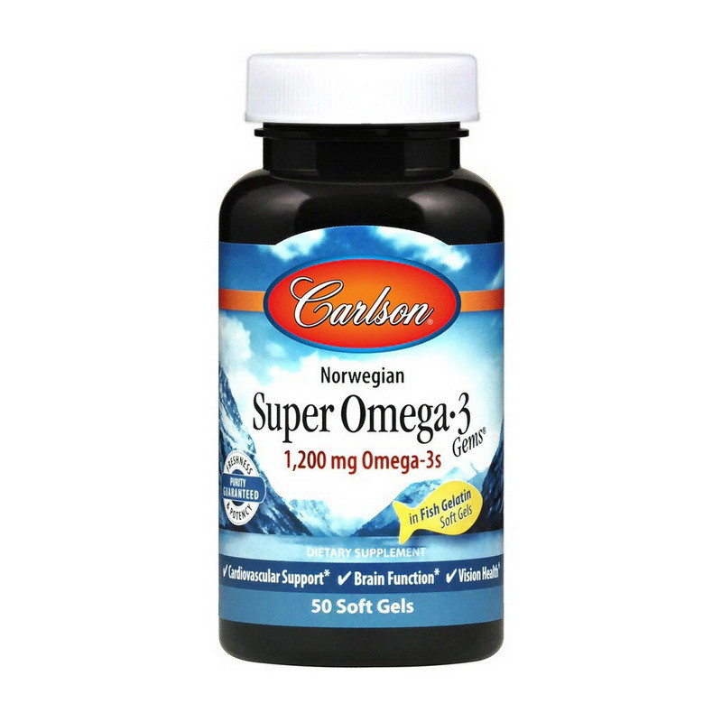 Carlson Labs Norwegian Super Omega 3 1200 mg Omega-3s 50 soft gels риб'ячий жир/жирні кислоти активні