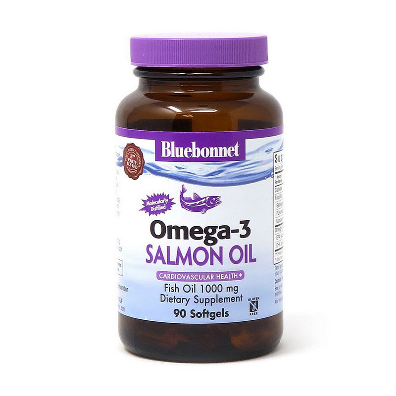 Bluebonnet Nutrition Omega-3 Salmon Oil 90 softgels риб'ячий жир/жирні кислоти — активне довголіття